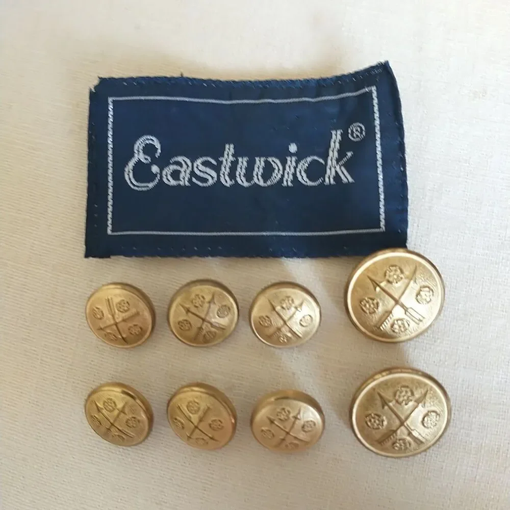 Eastwick Gold Tone Buttons Shank Metal For Blazer Coat Lot of 8 15/20 mm